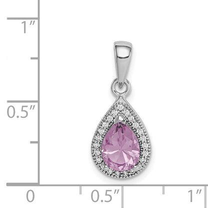 Sterlingsilber Rhodiniert Lila und Klar Zirkonia Anhänger