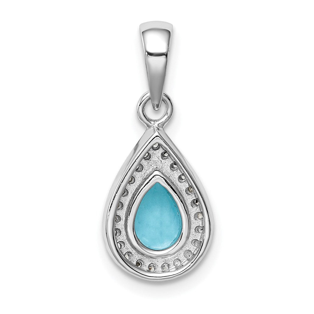 Sterlingsilber Rhodiniert Blau und Klar Zirkonia Anhänger