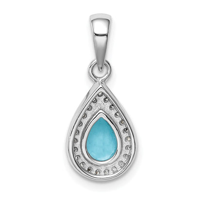 Sterlingsilber Rhodiniert Blau und Klar Zirkonia Anhänger