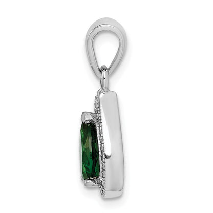 Sterlingsilber Rhodiniert Grün und Klar Zirkonia Anhänger