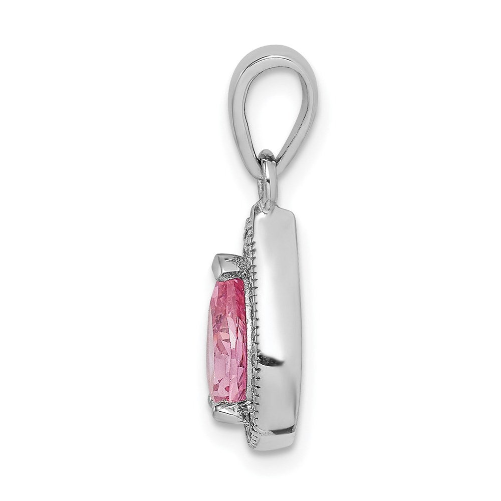 Sterlingsilber Rhodiniert Rosa und Klar Zirkonia Anhänger
