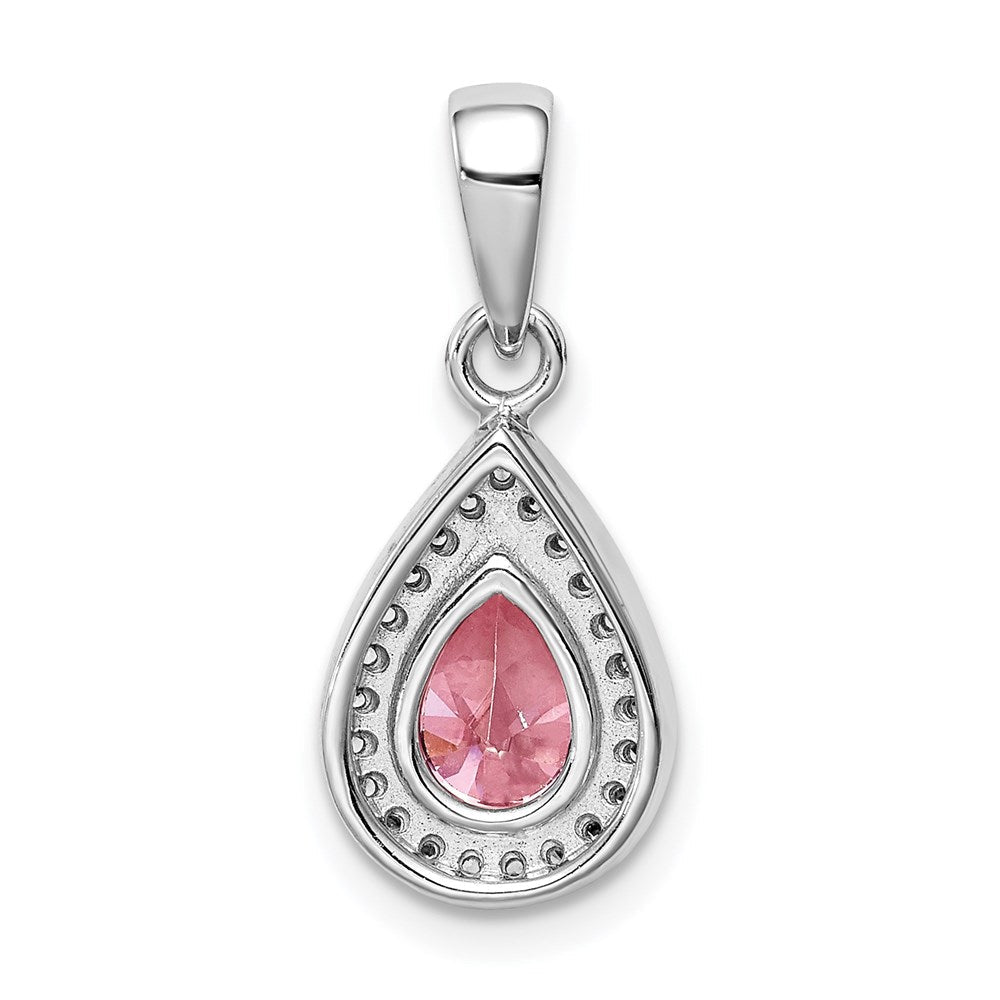 Sterlingsilber Rhodiniert Rosa und Klar Zirkonia Anhänger