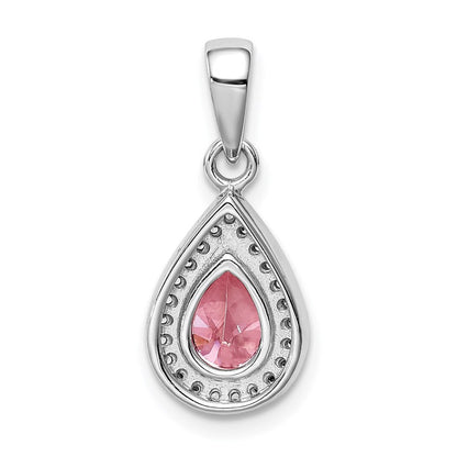 Sterlingsilber Rhodiniert Rosa und Klar Zirkonia Anhänger