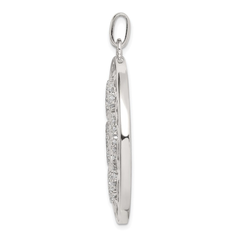 Sterlingsilber Zirkonia Herzen Kreis Anhänger