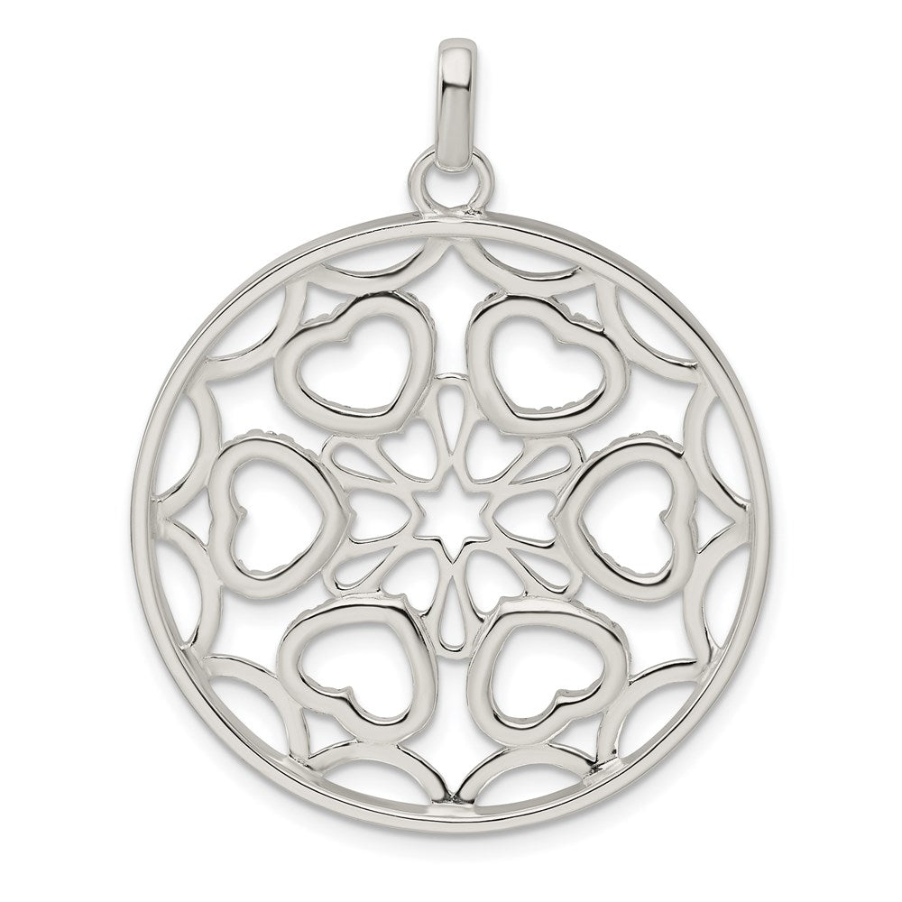 Sterlingsilber Zirkonia Herzen Kreis Anhänger