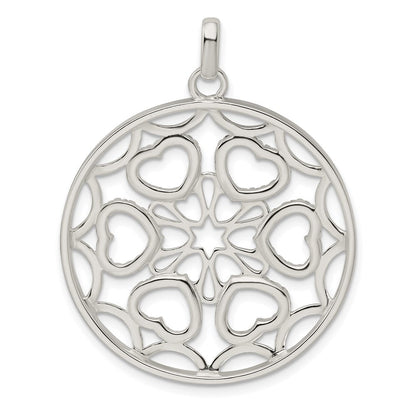 Sterlingsilber Zirkonia Herzen Kreis Anhänger
