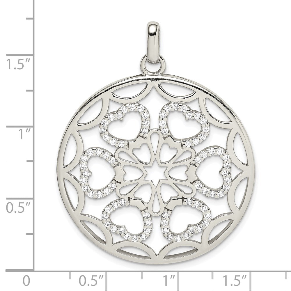 Sterlingsilber Zirkonia Herzen Kreis Anhänger