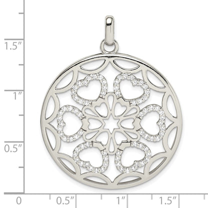 Sterlingsilber Zirkonia Herzen Kreis Anhänger