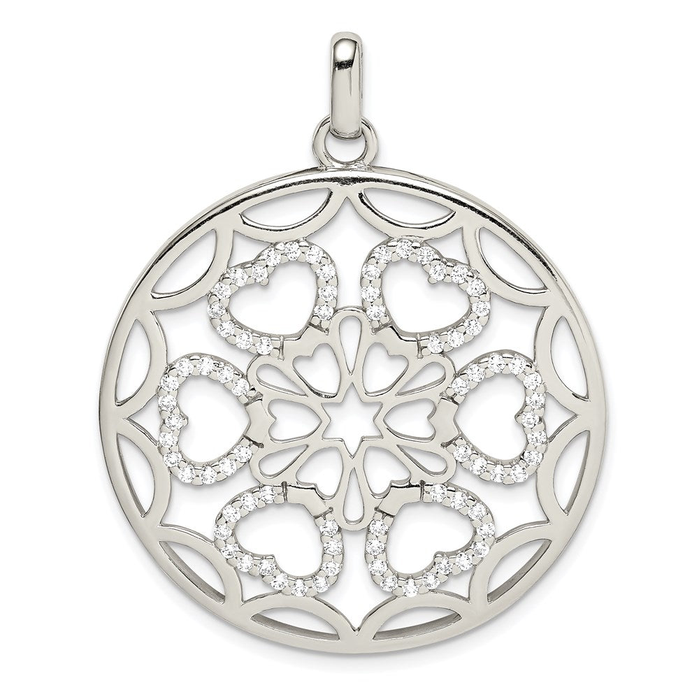 Sterlingsilber Zirkonia Herzen Kreis Anhänger