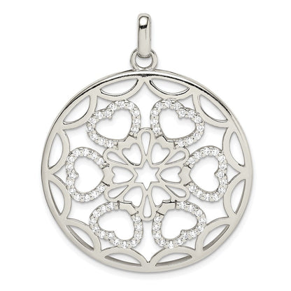Sterlingsilber Zirkonia Herzen Kreis Anhänger