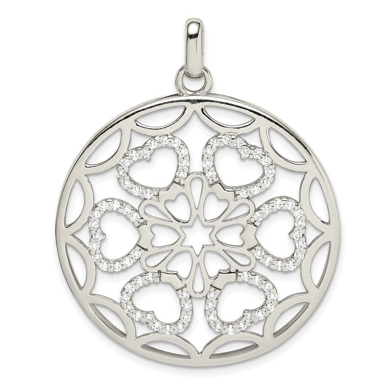 Sterlingsilber Zirkonia Herzen Kreis Anhänger