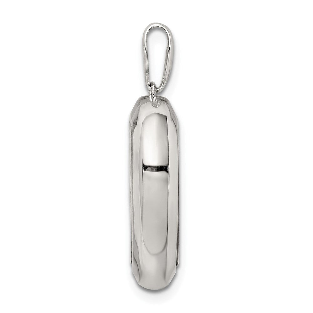 Sterlingsilber Rhodiniert Zirkonia 19mm Herz Glas Anhänger