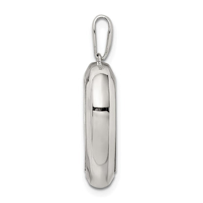 Sterlingsilber Rhodiniert Zirkonia 19mm Herz Glas Anhänger