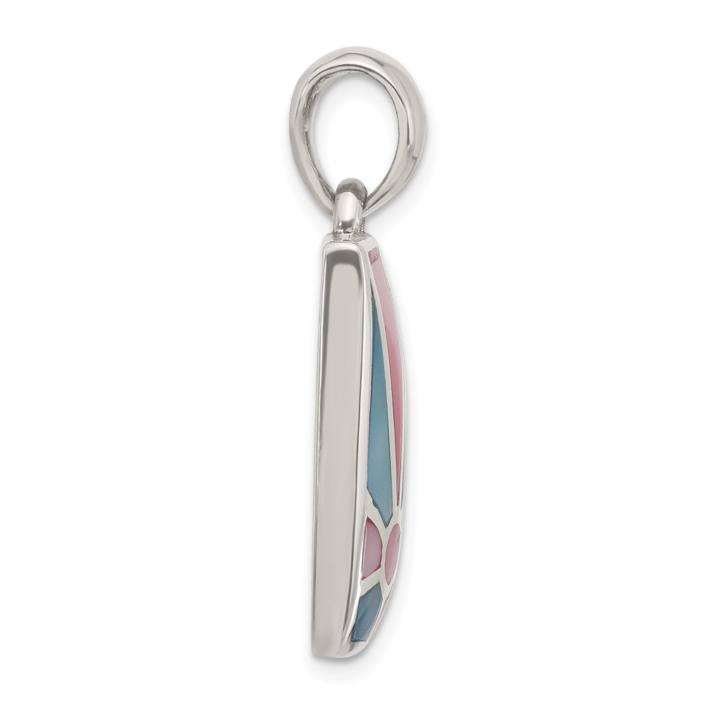 Sterlingsilber Rosa & Blau Perlmutt Sonnenstrahl Design Anhänger
