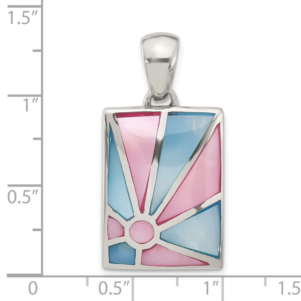 Sterlingsilber Rosa & Blau Perlmutt Sonnenstrahl Design Anhänger