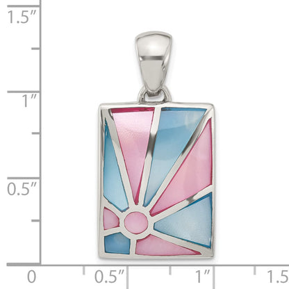 Sterlingsilber Rosa & Blau Perlmutt Sonnenstrahl Design Anhänger
