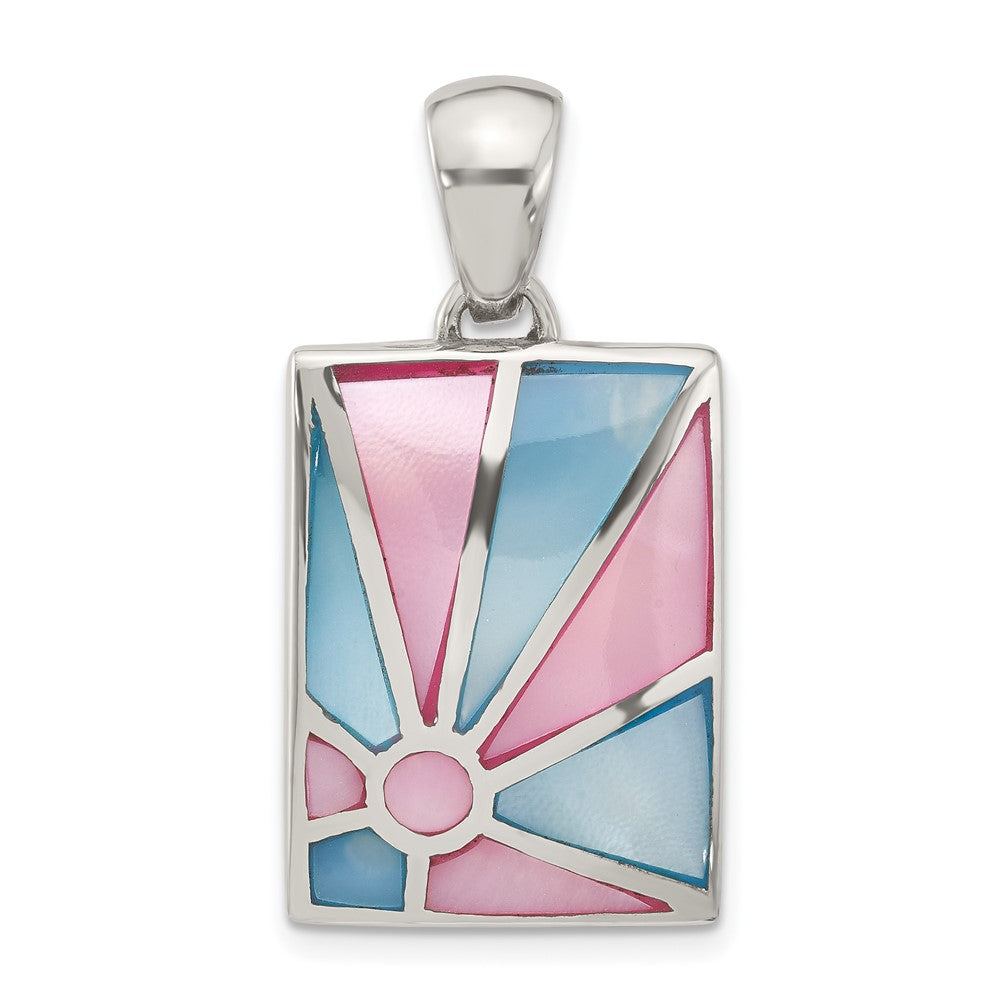 Sterlingsilber Rosa & Blau Perlmutt Sonnenstrahl Design Anhänger