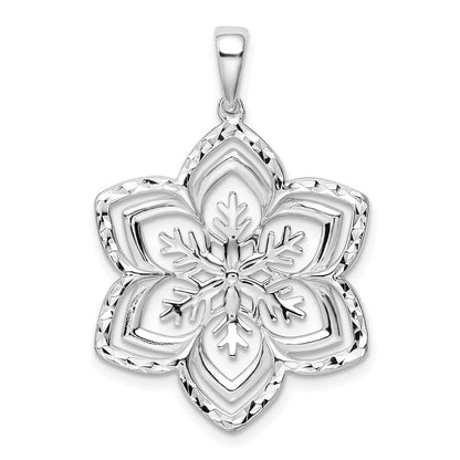 Sterlingsilber Rhodiniert Diamantiert Schneeflocke Anhänger