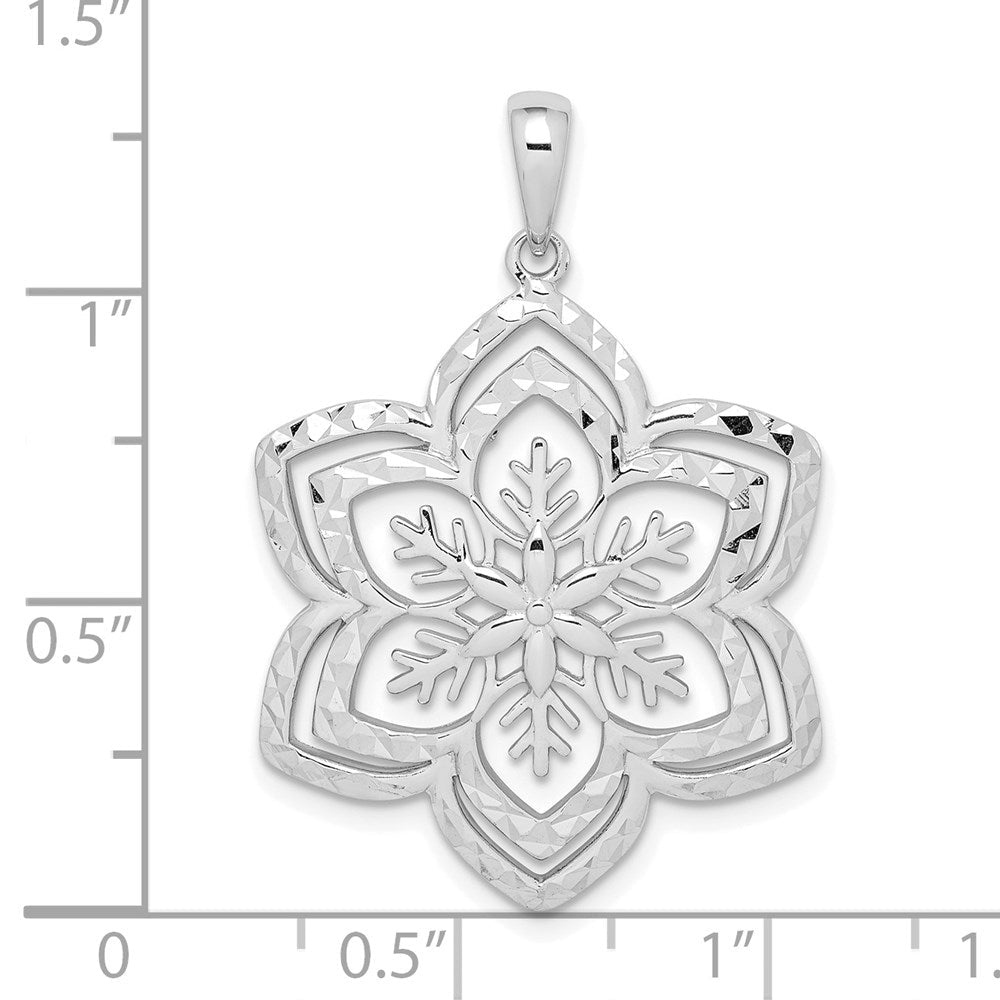 Sterlingsilber Rhodiniert Diamantiert Schneeflocke Anhänger