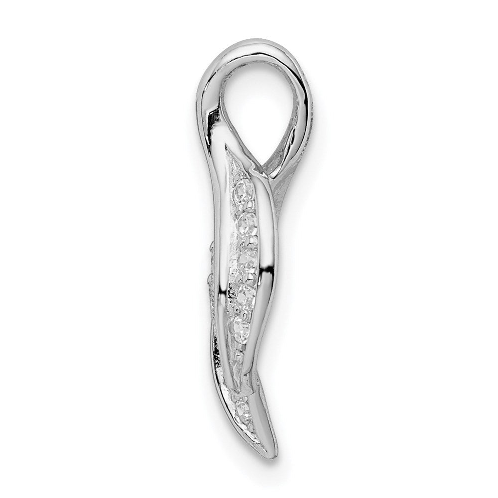 Sterlingsilber Rhodiniert Zirkonia Blatt Anhänger