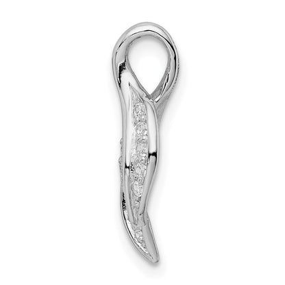 Sterlingsilber Rhodiniert Zirkonia Blatt Anhänger