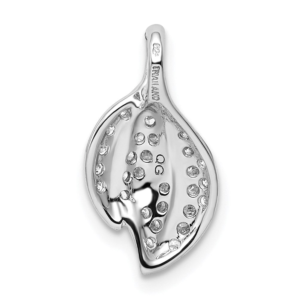 Sterlingsilber Rhodiniert Zirkonia Blatt Anhänger