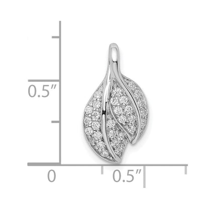 Sterlingsilber Rhodiniert Zirkonia Blatt Anhänger