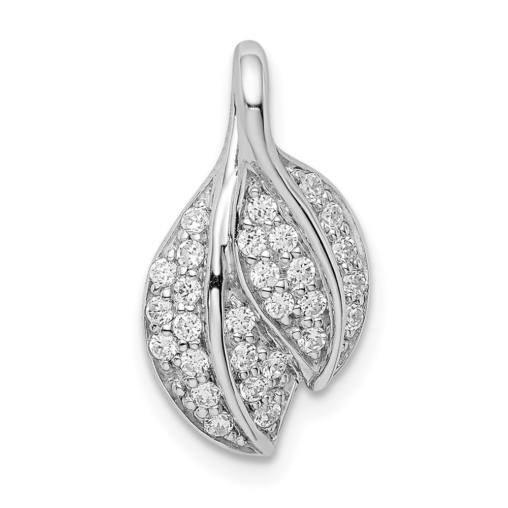 Sterlingsilber Rhodiniert Zirkonia Blatt Anhänger