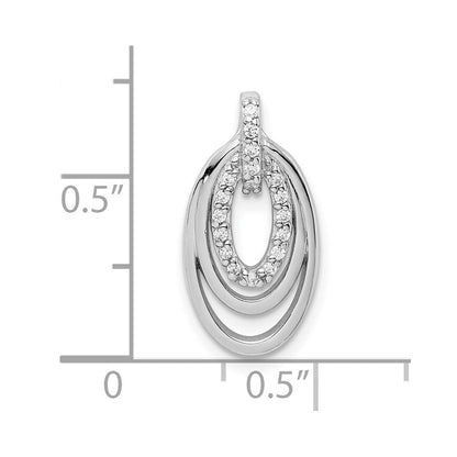 Sterlingsilber Rhodiniert Zirkonia 3-oval Kette Anhänger