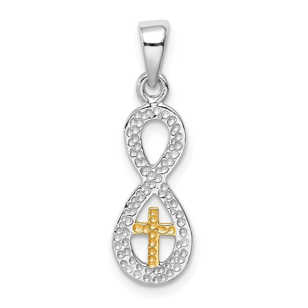 Sterlingsilber Rhodiniert & Goldfarben Kreuz Unendlichkeit Anhänger