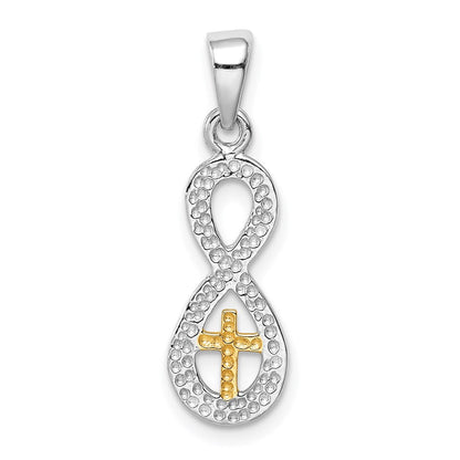 Sterlingsilber Rhodiniert & Goldfarben Kreuz Unendlichkeit Anhänger