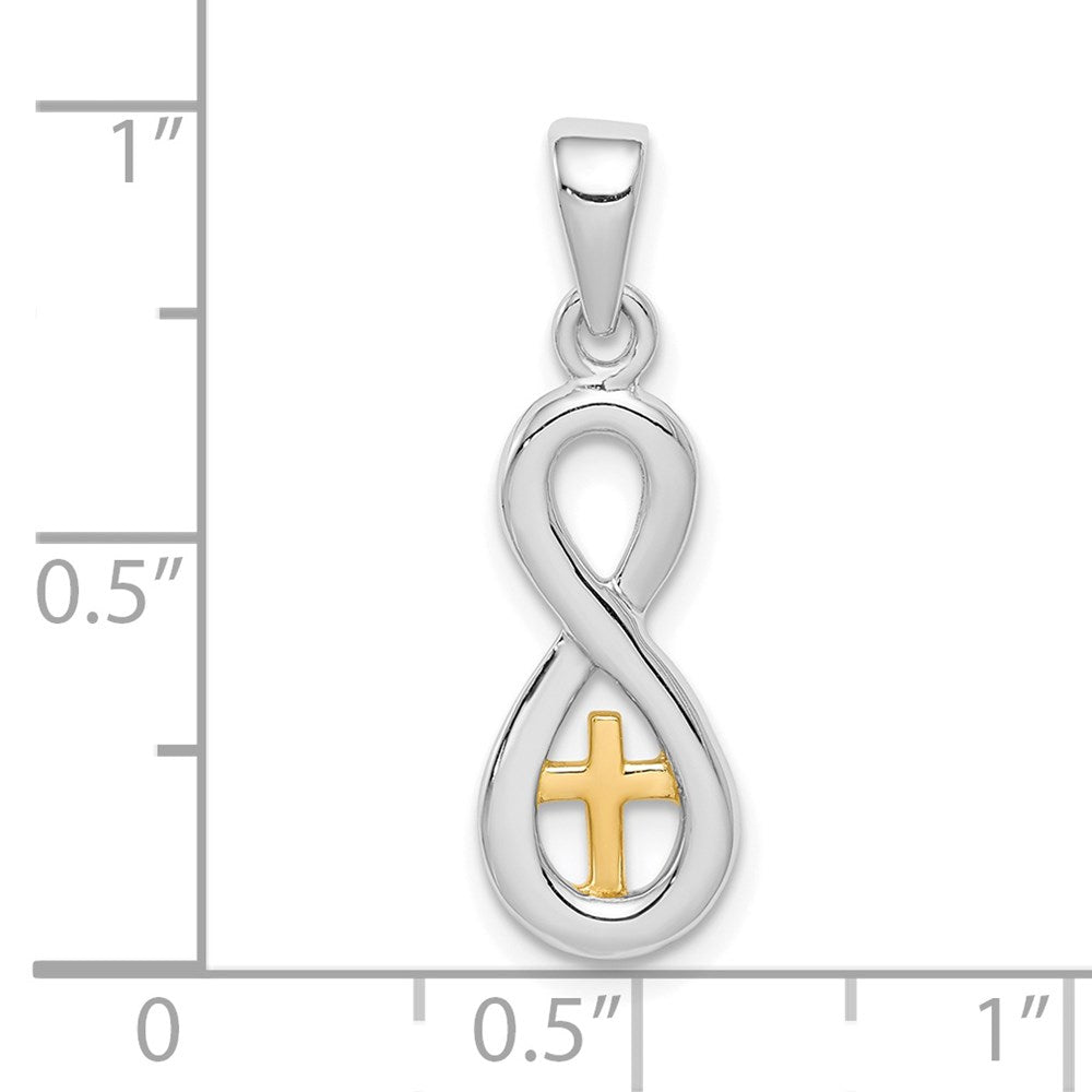 Sterlingsilber Rhodiniert & Goldfarben Kreuz Unendlichkeit Anhänger