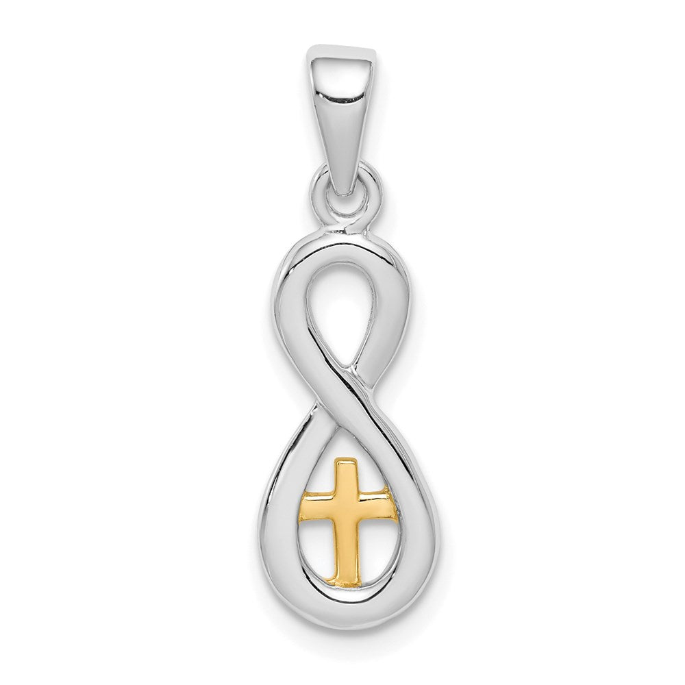 Sterlingsilber Rhodiniert & Goldfarben Kreuz Unendlichkeit Anhänger