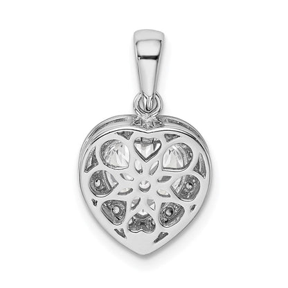 Sterlingsilber Rhodiniert Interchangeable Zirkonia Herz Anhänger
