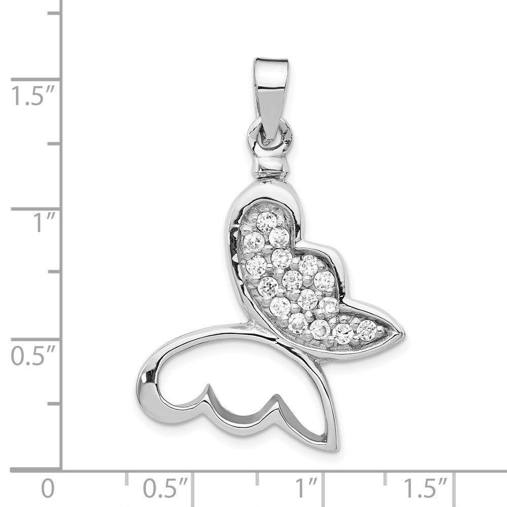 Sterlingsilber Rhodiniert Schmetterling Zirkonia Ash Halter Anhänger