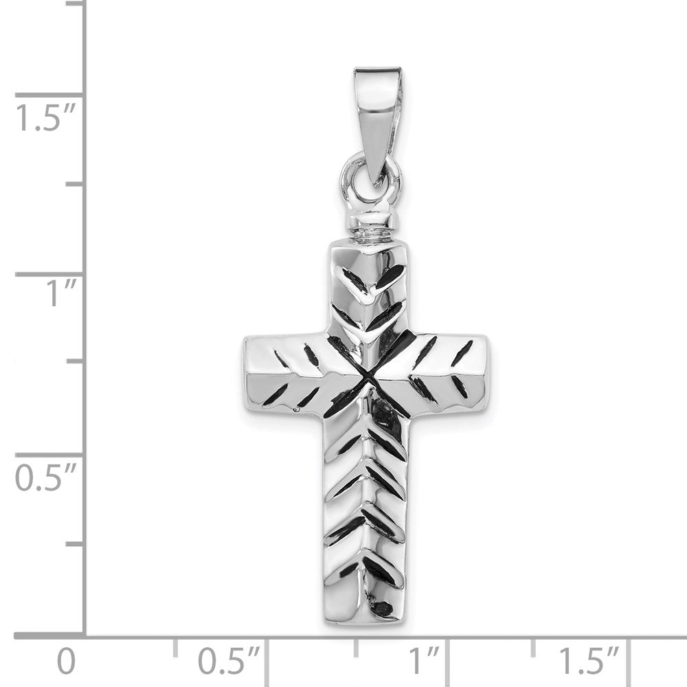 Sterlingsilber Rhodiniert Emailliert Kreuz Ash Halter Anhänger