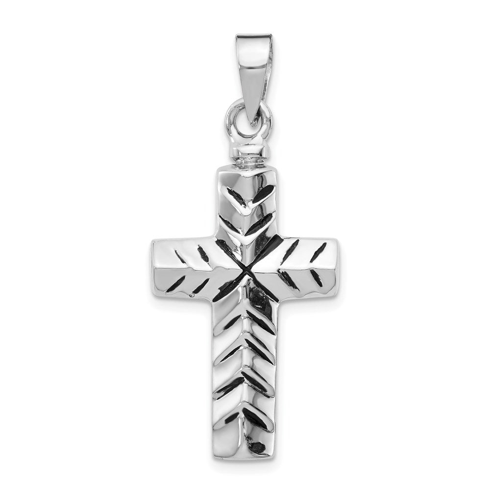 Sterlingsilber Rhodiniert Emailliert Kreuz Ash Halter Anhänger