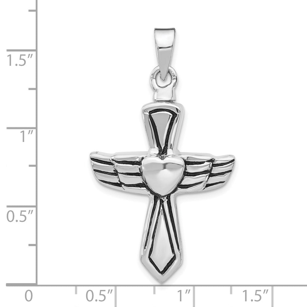 Sterlingsilber Rhodiniert Antikisiert Kreuz mit Herz Ash Holderpenda
