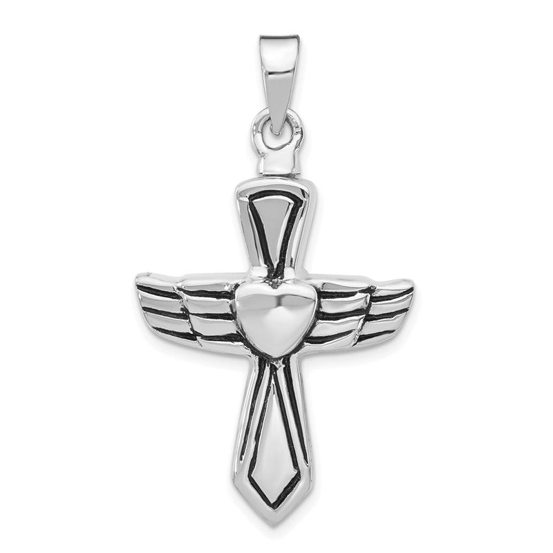 Sterlingsilber Rhodiniert Antikisiert Kreuz mit Herz Ash Holderpenda