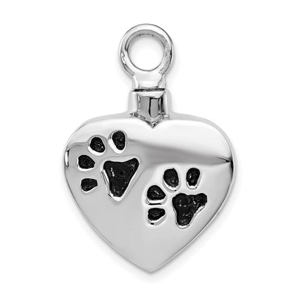 Sterlingsilber Rhodiniert Emailliert Paw Prints Herz Ash Halter