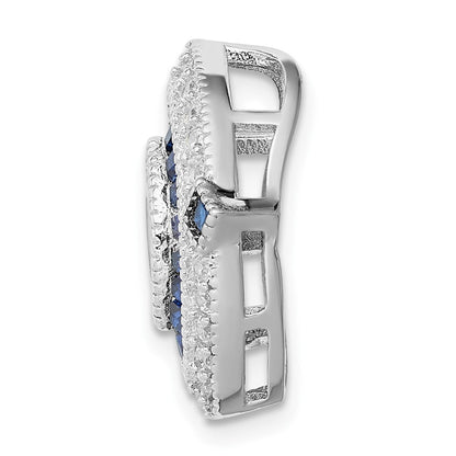 Rhodinierter Anhänger aus Sterlingsilber mit Zirkonia/synthetischem blauem Spinell