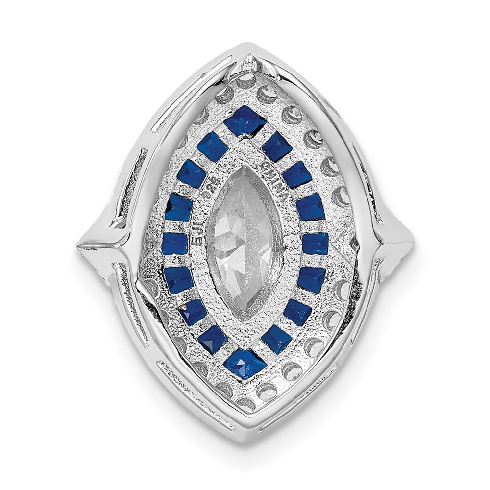 Rhodinierter Anhänger aus Sterlingsilber mit Zirkonia/synthetischem blauem Spinell