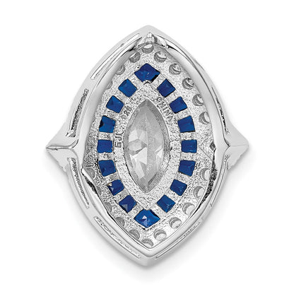 Rhodinierter Anhänger aus Sterlingsilber mit Zirkonia/synthetischem blauem Spinell