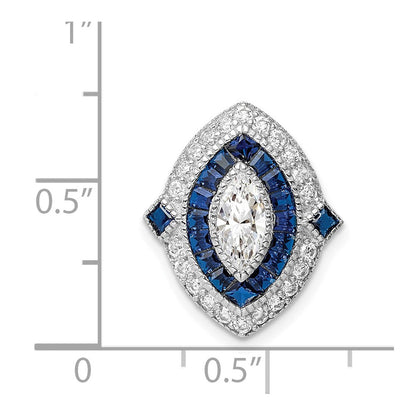 Rhodinierter Anhänger aus Sterlingsilber mit Zirkonia/synthetischem blauem Spinell