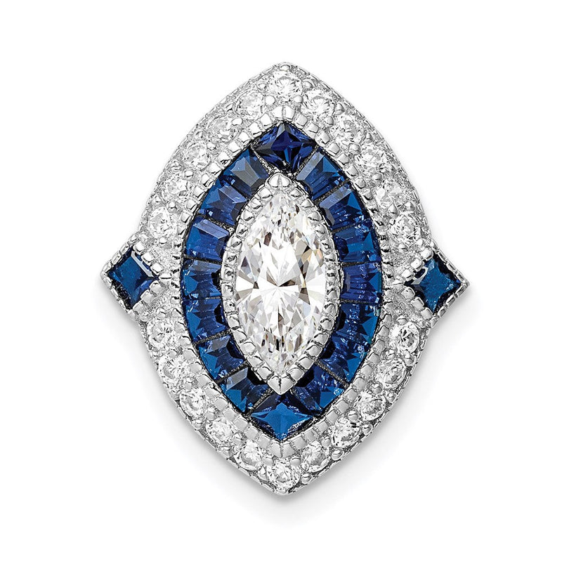 Rhodinierter Anhänger aus Sterlingsilber mit Zirkonia/synthetischem blauem Spinell