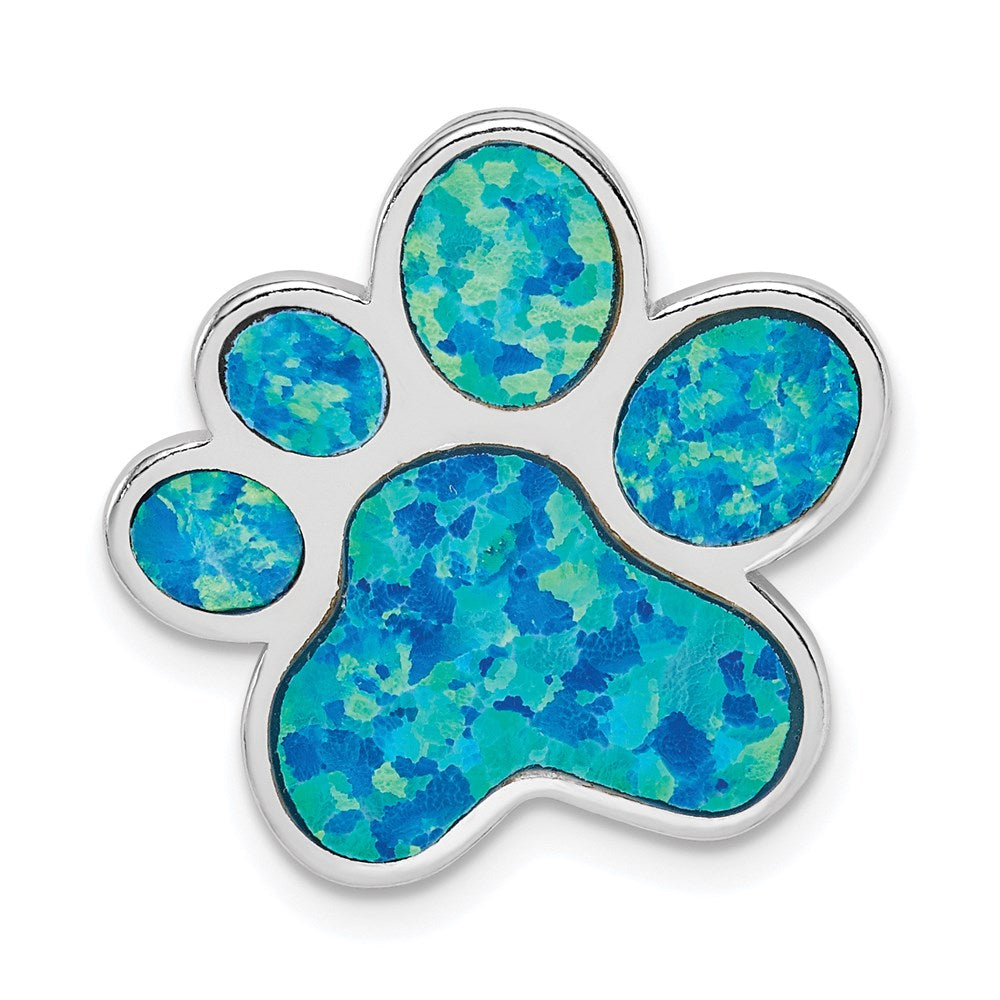 Sterlingsilber Rhodiniert Erzeugt Opal Einlage Paw Druck Kette Anhänger