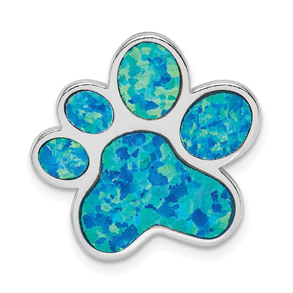 Sterlingsilber Rhodiniert Erzeugt Opal Einlage Paw Druck Kette Anhänger