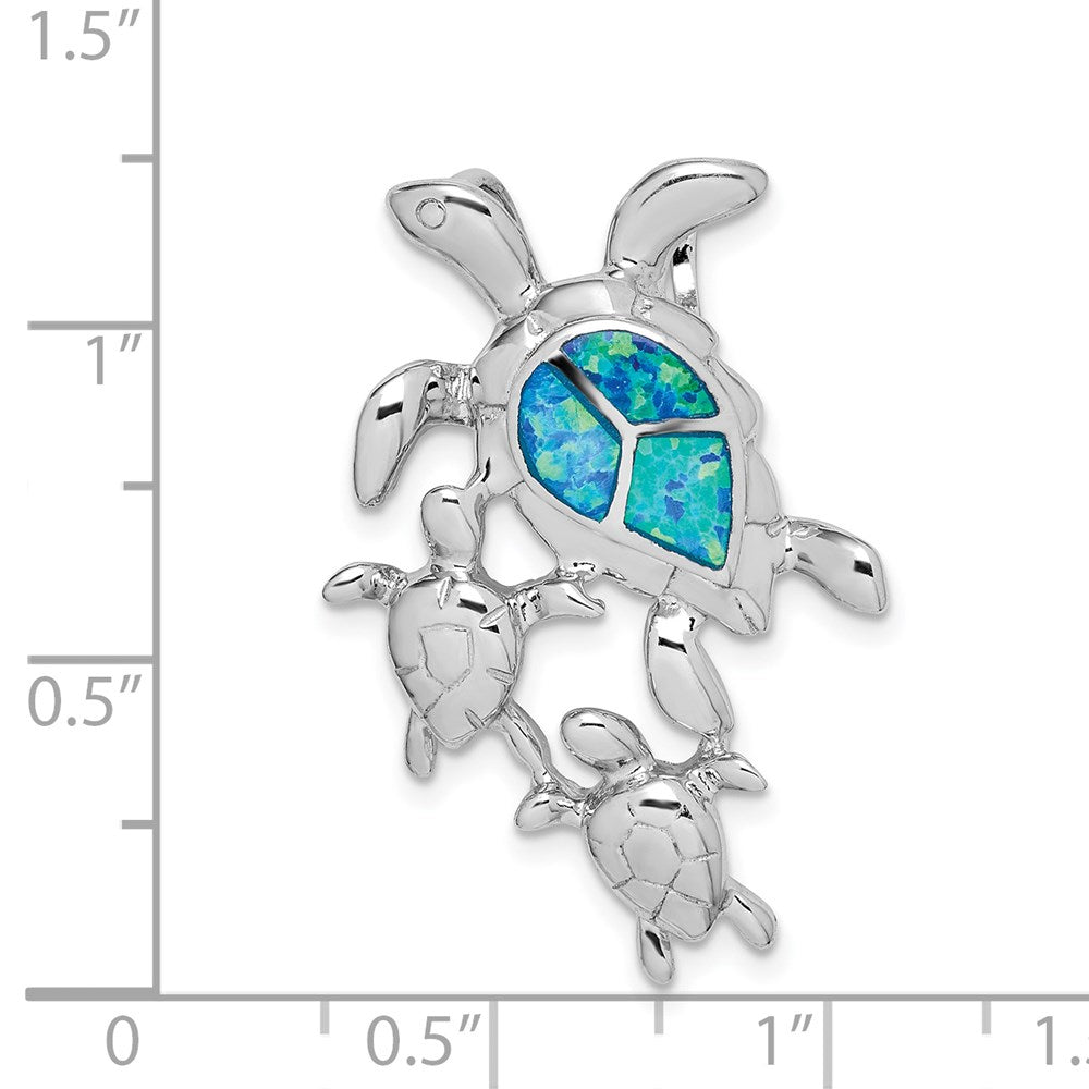 Sterlingsilber Rhodiniert Erzeugt Blau Opal Meer Turtles Anhänger
