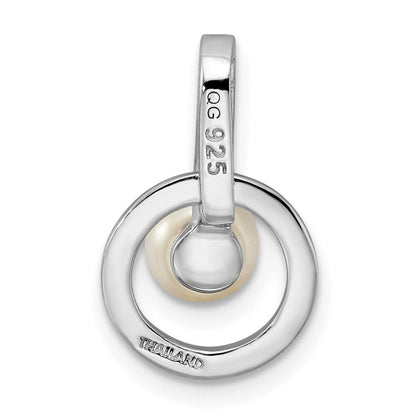 Sterlingsilber Rhodiniert Kreis mit Zirkonia (5-6mm) Knopf Fwc Perle Anhänger