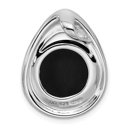 Sterlingsilber Rhodiniert Poliert Onyx Tropfen Anhänger